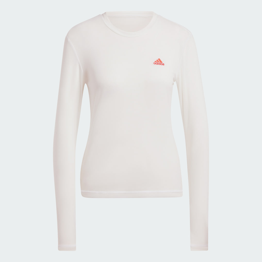 

adidas Playera Malla de Manga Larga Mujer, Off blanco