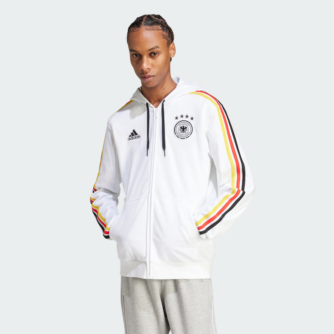 Adidas Germany DNA Full Zip Hoodie White- Heren White