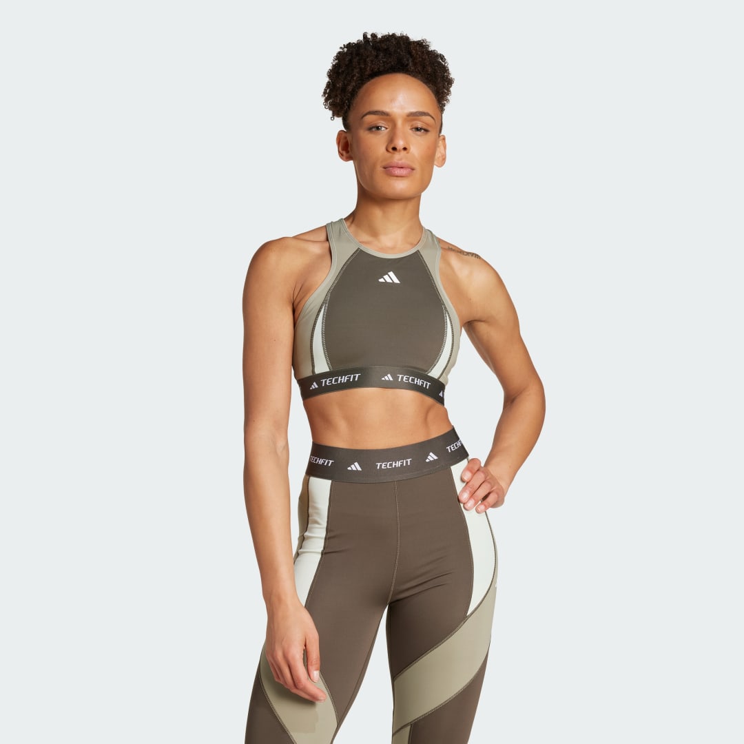 Adidas TECHFIT Medium-Support High-Neck Colorblock Beha