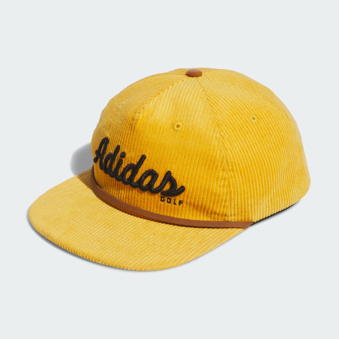 Image of adidas Corduroy Leather Five-Panel Rope Hat Preloved Yellow F23 M/L - Golf Hats