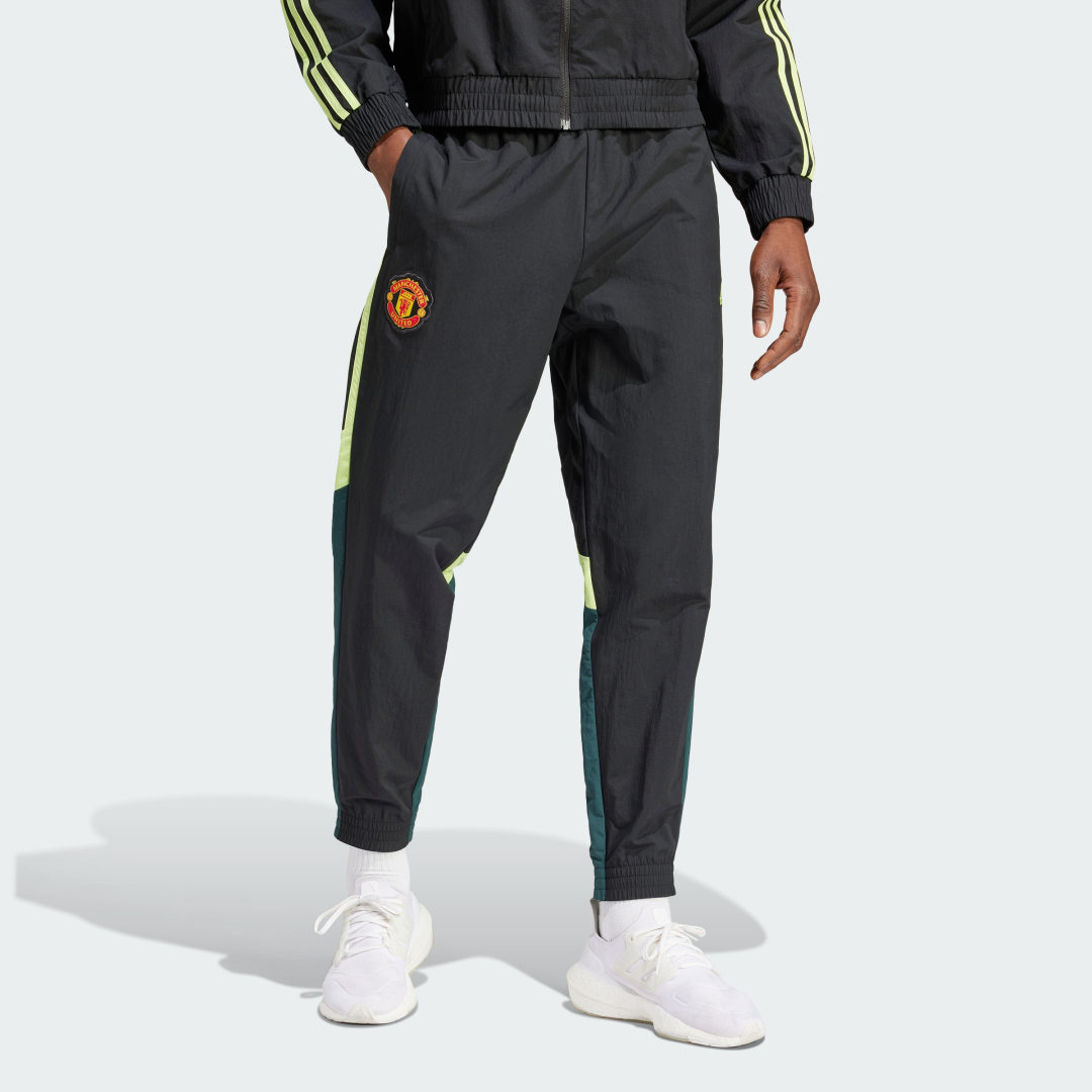 Adidas Manchester United FC Woven Track Pants Black Green Night Pulse Lime- Heren Black Green Night Pulse Lime