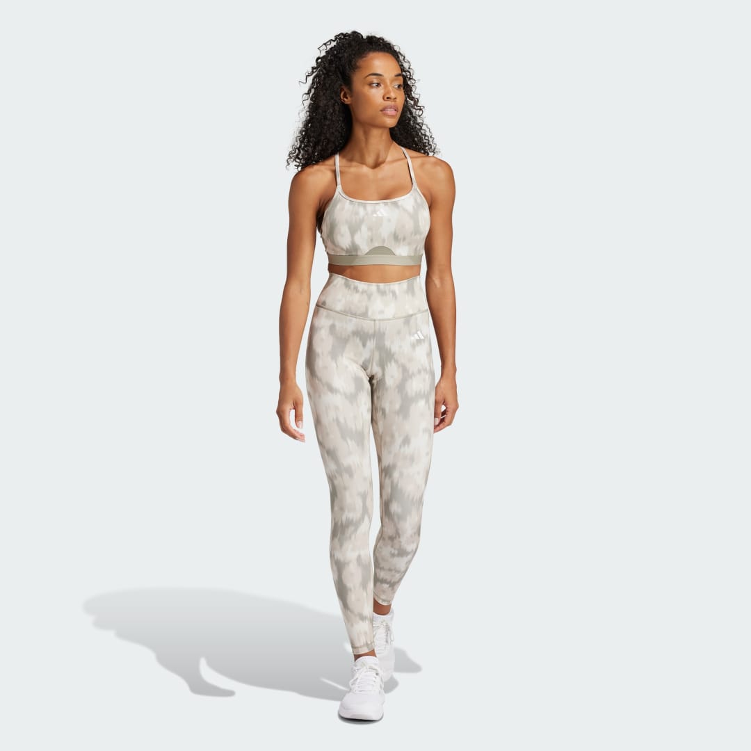 Adidas Aeroreact Training Essentials Light-Support Allover Print Flower Beha