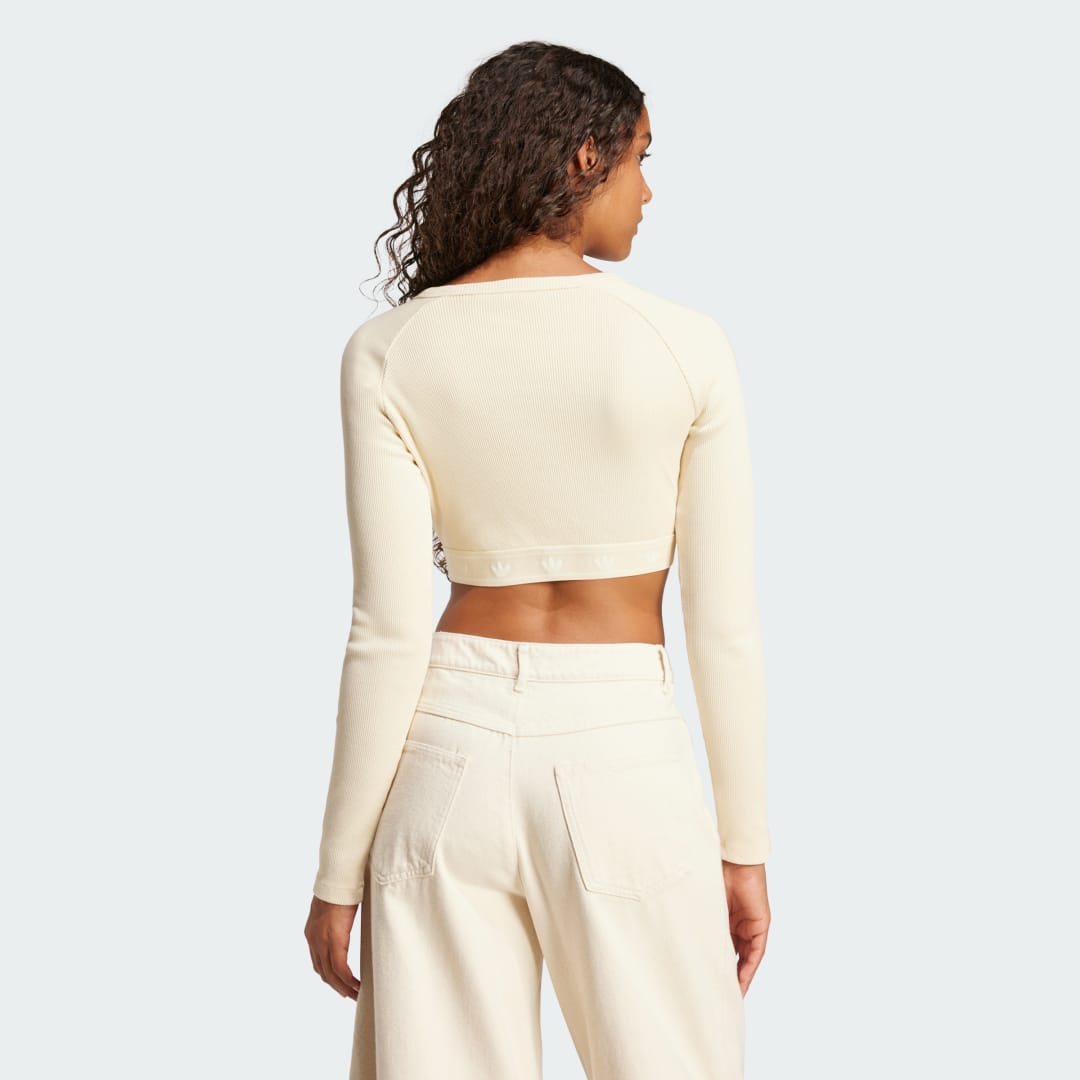 Adidas Ribbed Croptop met Lange Mouwen