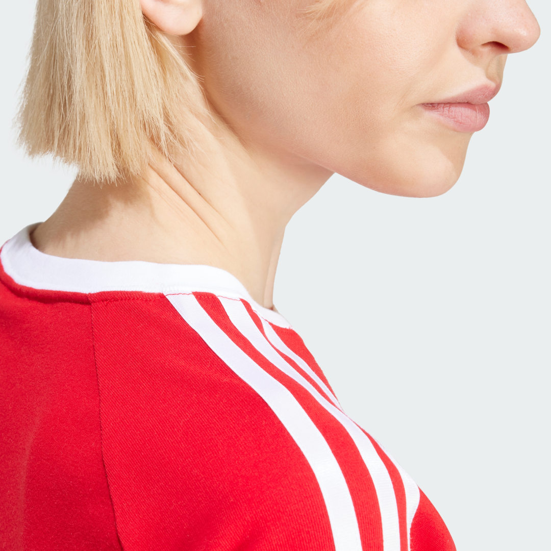 

adidas Playera 3 Franjas Baby Mujer, Better scarlet
