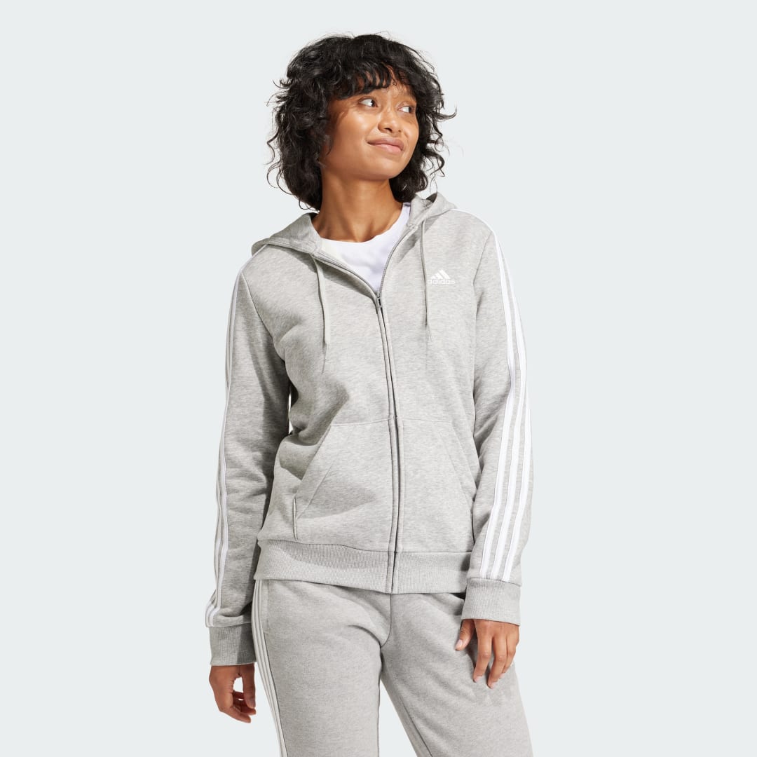 Veste à capuche Essentials Fleece 3 Stripes Full Zip - vue 4