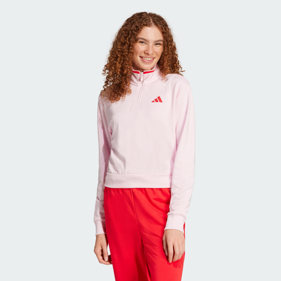Adidas Essentials Color Pop French Terry Crop Trainingsjack met Korte Rits