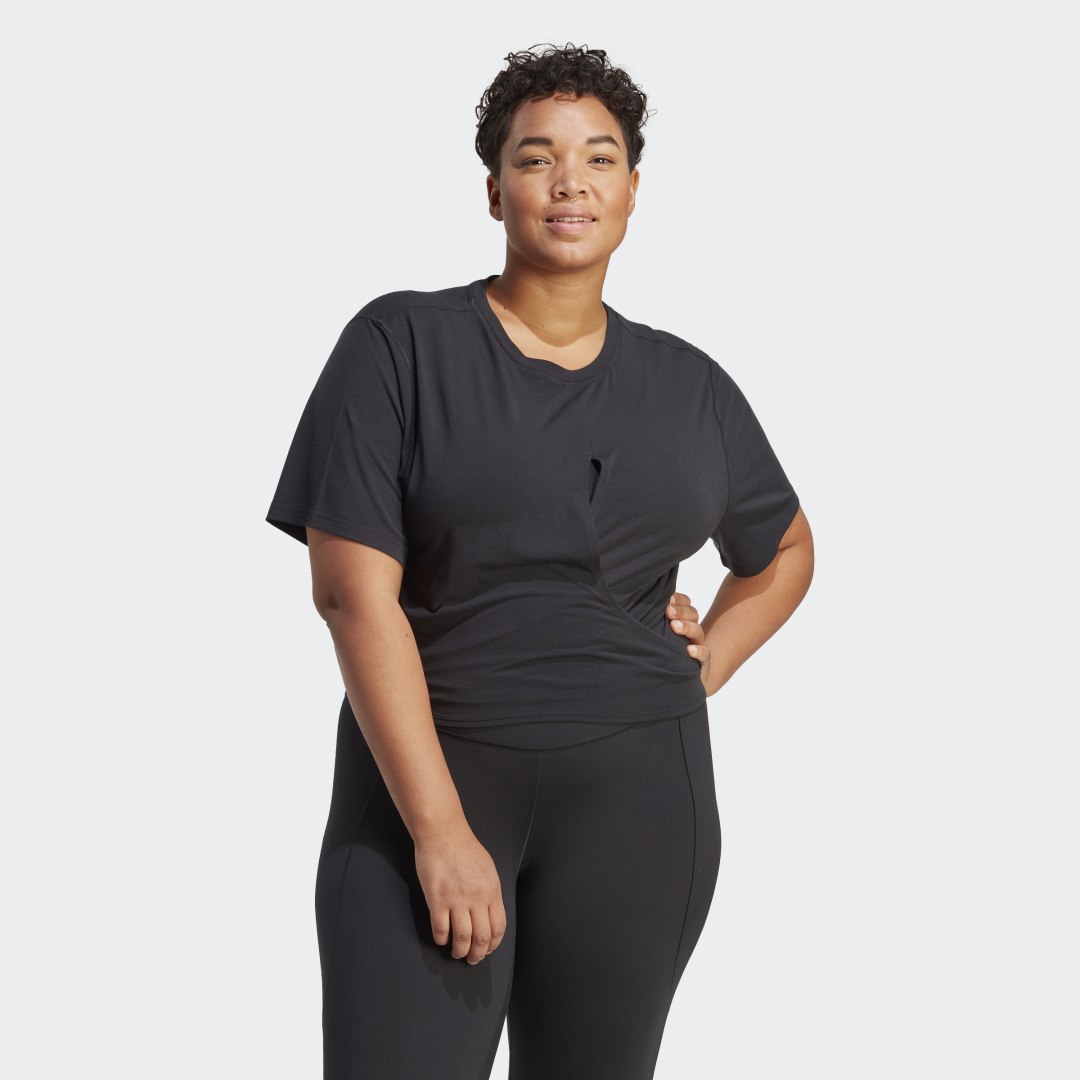 Image of adidas Yoga Studio Tee (Plus Size) Black 1X - Women Training Shirts