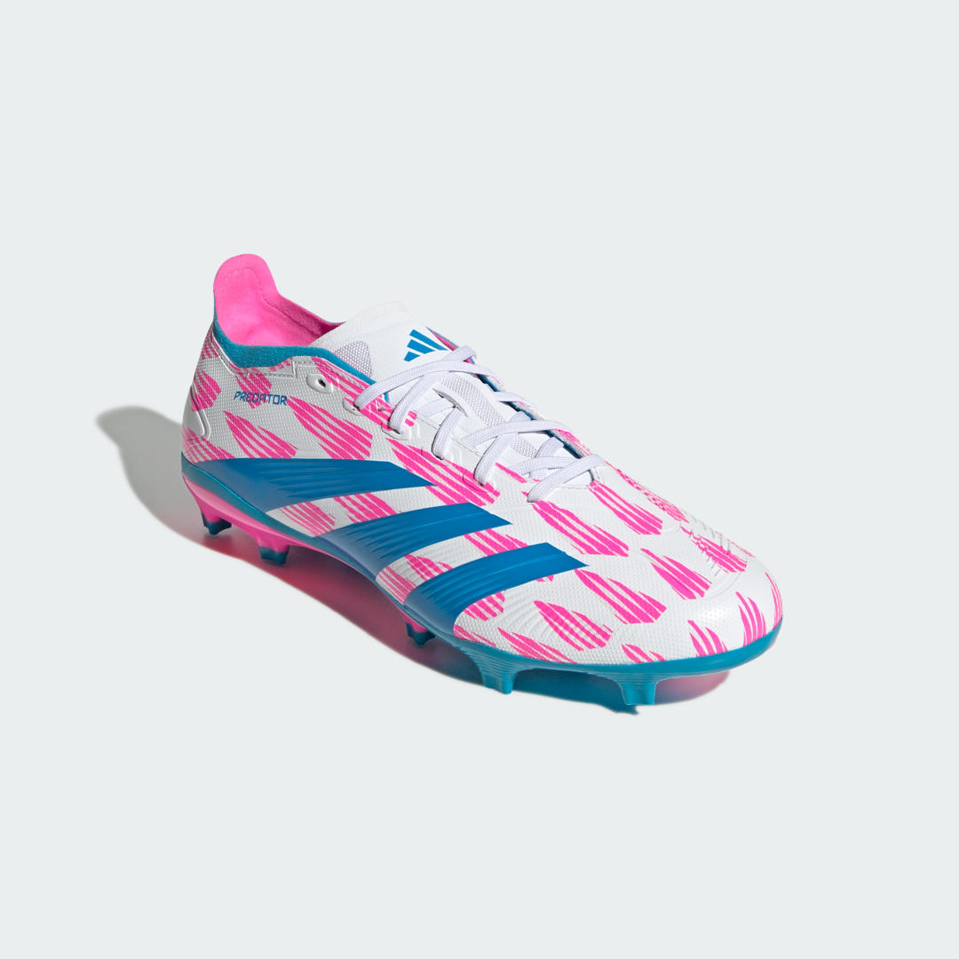 

adidas Calzado de Fútbol Predator League Terreno Firme Unisex, Blanco/solar azul/solar rosa