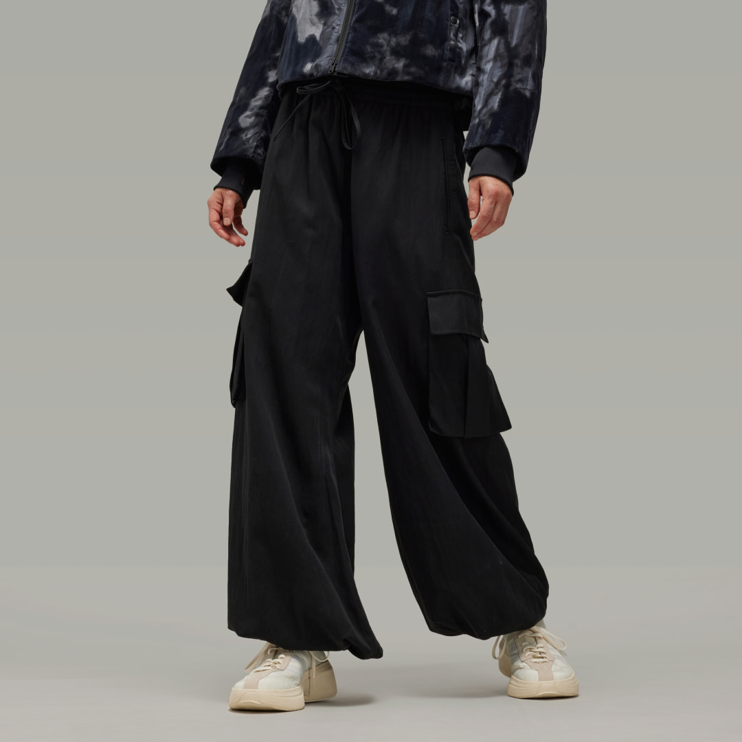 Y-3 Zwarte Wijde Cargo Broek Black Dames