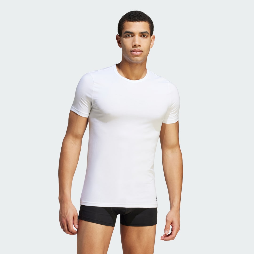 Image of adidas Active Flex Cotton Crewneck Shirt Underwear White 2XL - Men Training Underwear