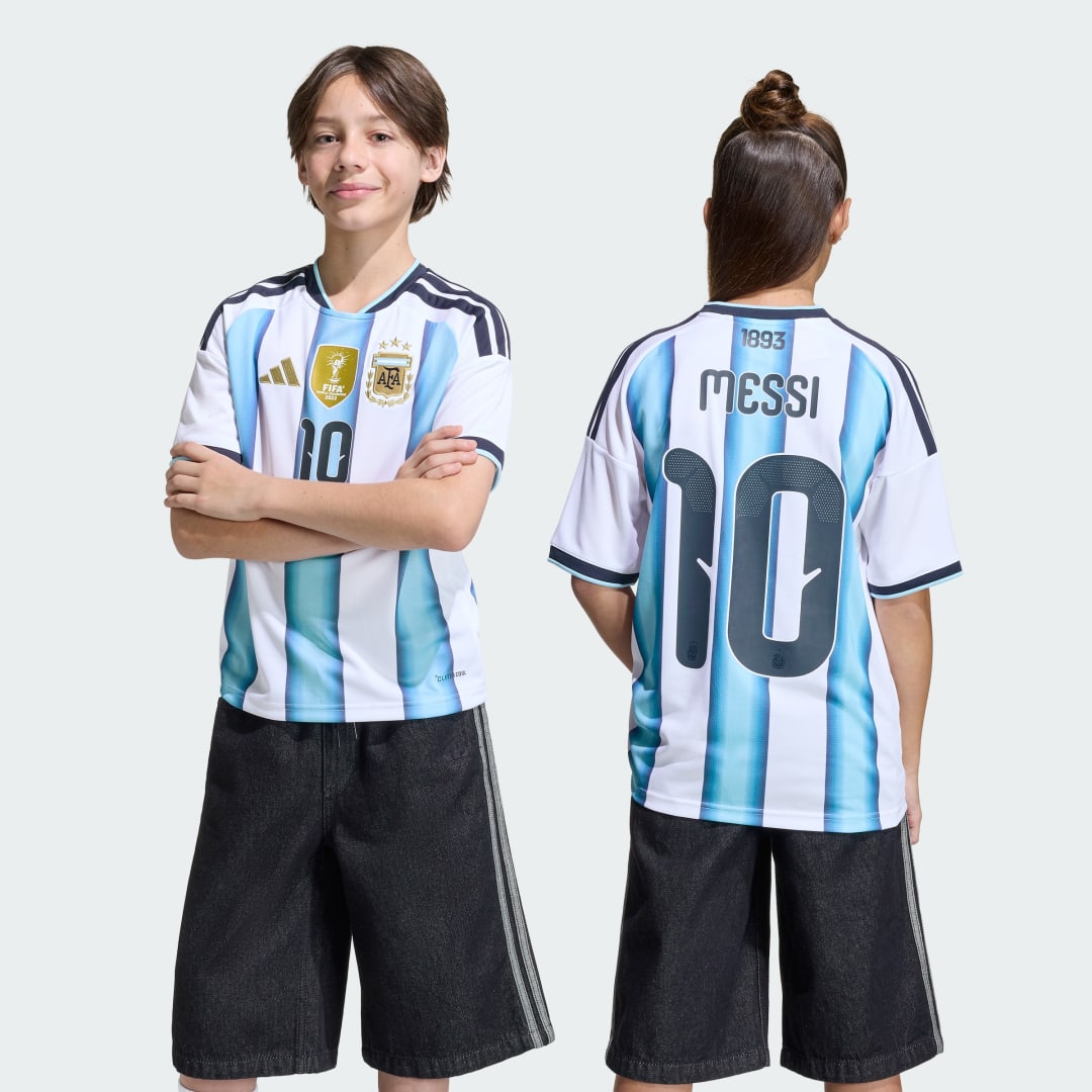 Thumbnail - Argentinien 26 Messi Kids Heimtrikot