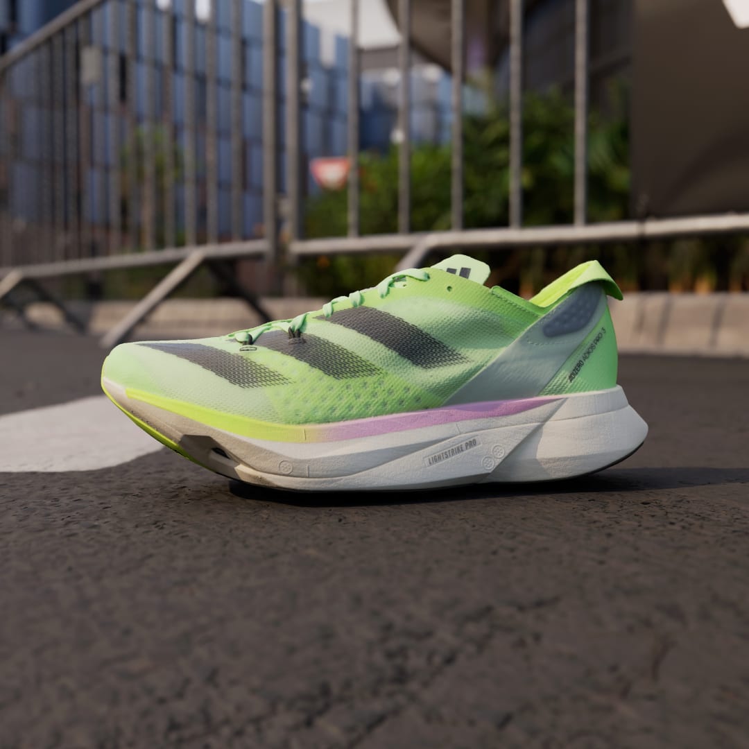 

adidas Tenis Adizero Adios PRO 3 Mujer, Aurora negro/zero metalic/lucid lemon