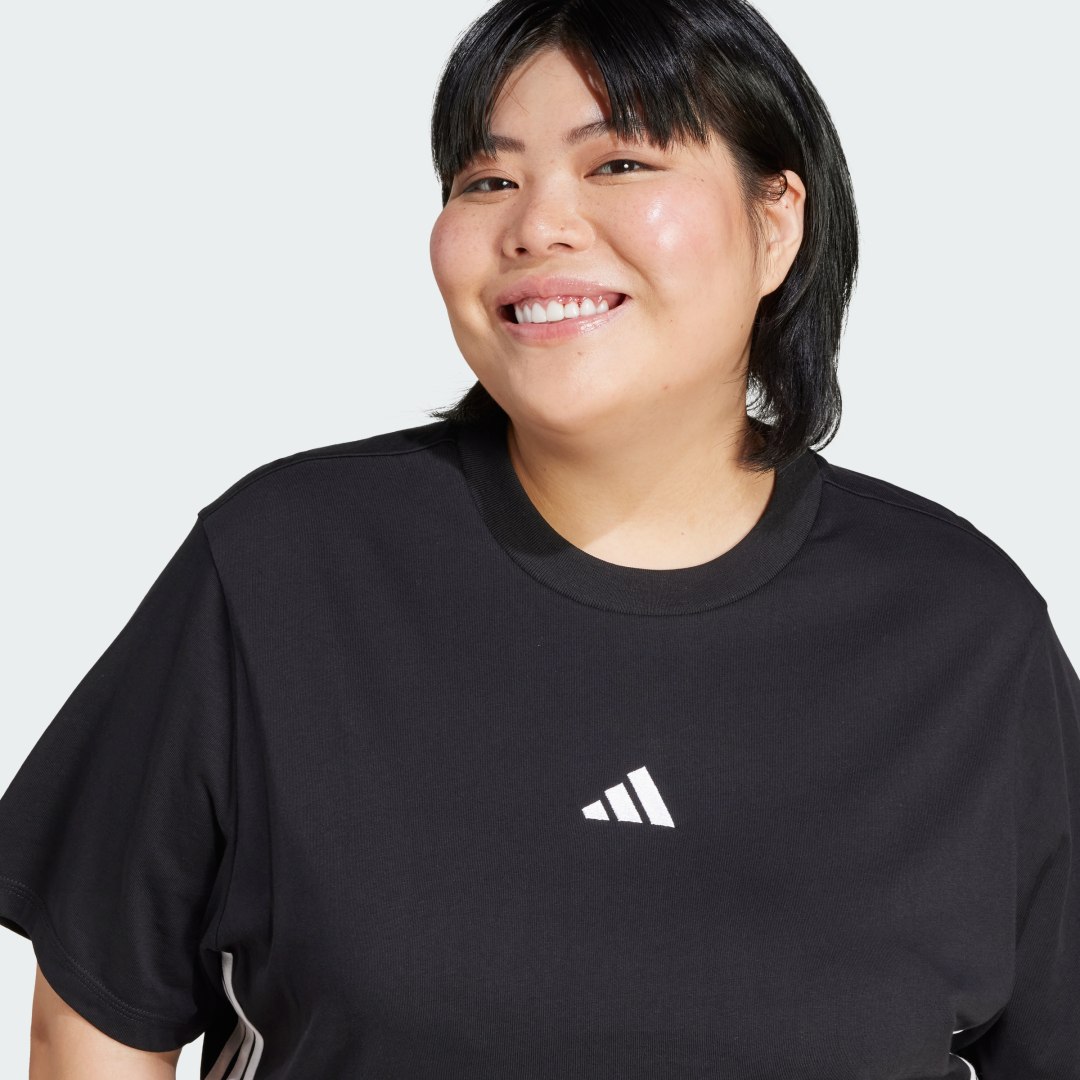 Adidas Essentials 3-Stripes Katoenen T-shirt (Grote Maat)