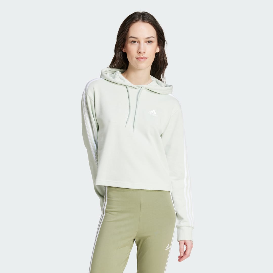 

adidas Polerón con Capucha Corto Essentials 3 Tiras French Terry Polerón con Capucha Corto Essentials 3 Tiras French Terry Mujer  - Mujer Originals, Verde