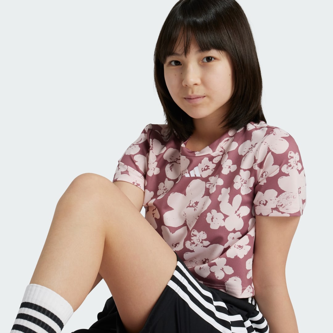 Adidas Train Essentials Seasonal Printed Cropped Training T-shirt Kids