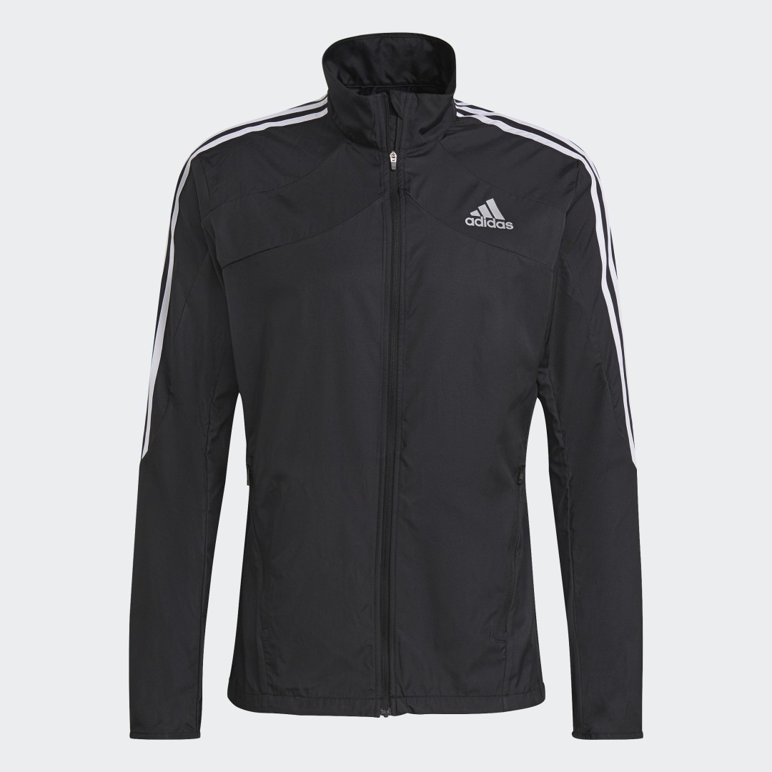 

adidas Chamarra Marathon 3 Franjas Hombre, Negro/blanco