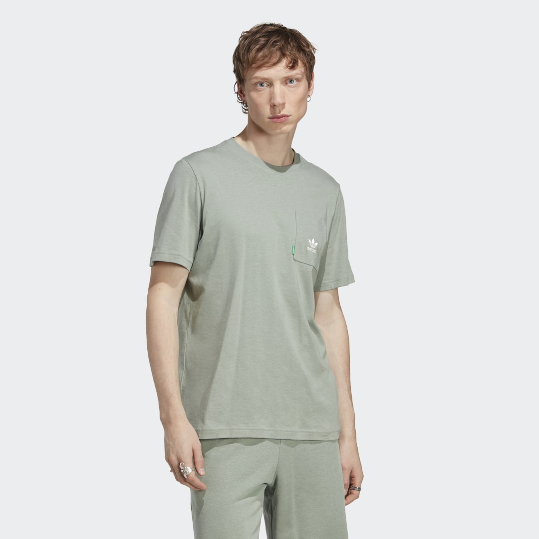 Image of adidas Essentials+ Made With Hemp Tee Silver Green S - Men Lifestyle Shirts