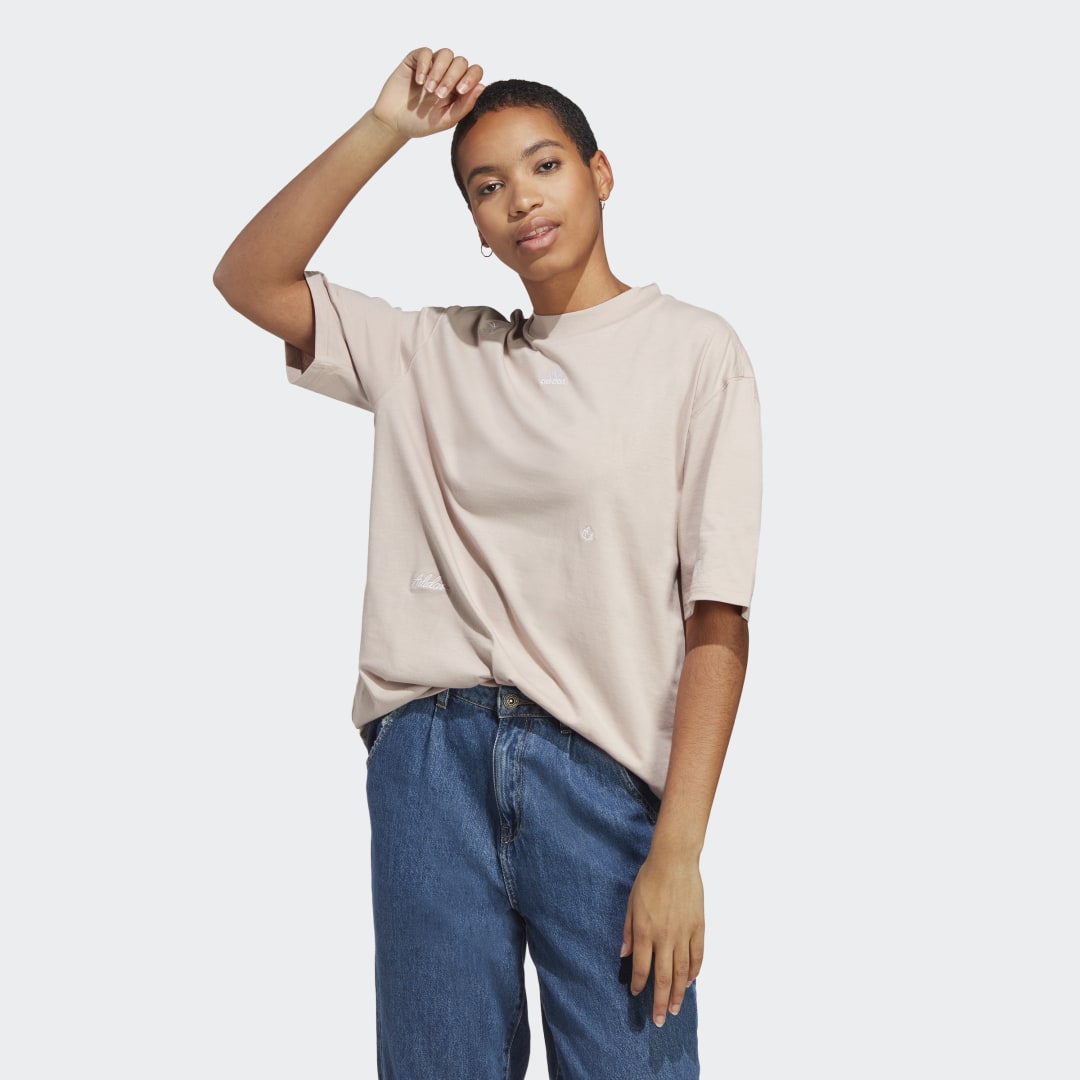 Navidad adidas Small Logo Beige T-shirt Dames
