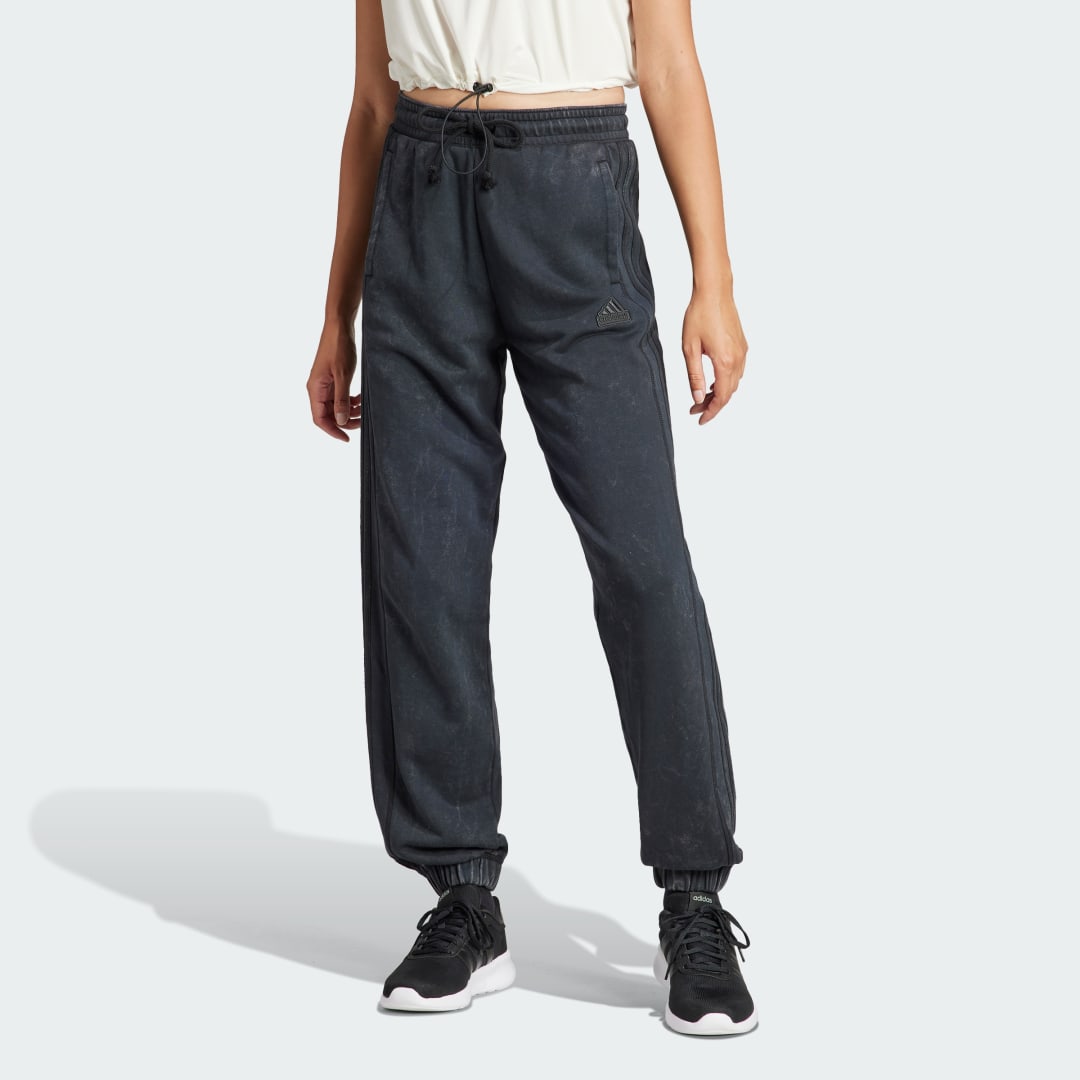 Image of adidas ALL SZN French Terry 3-Stripes Garment Wash Pants Black XS - Women Lifestyle Pants