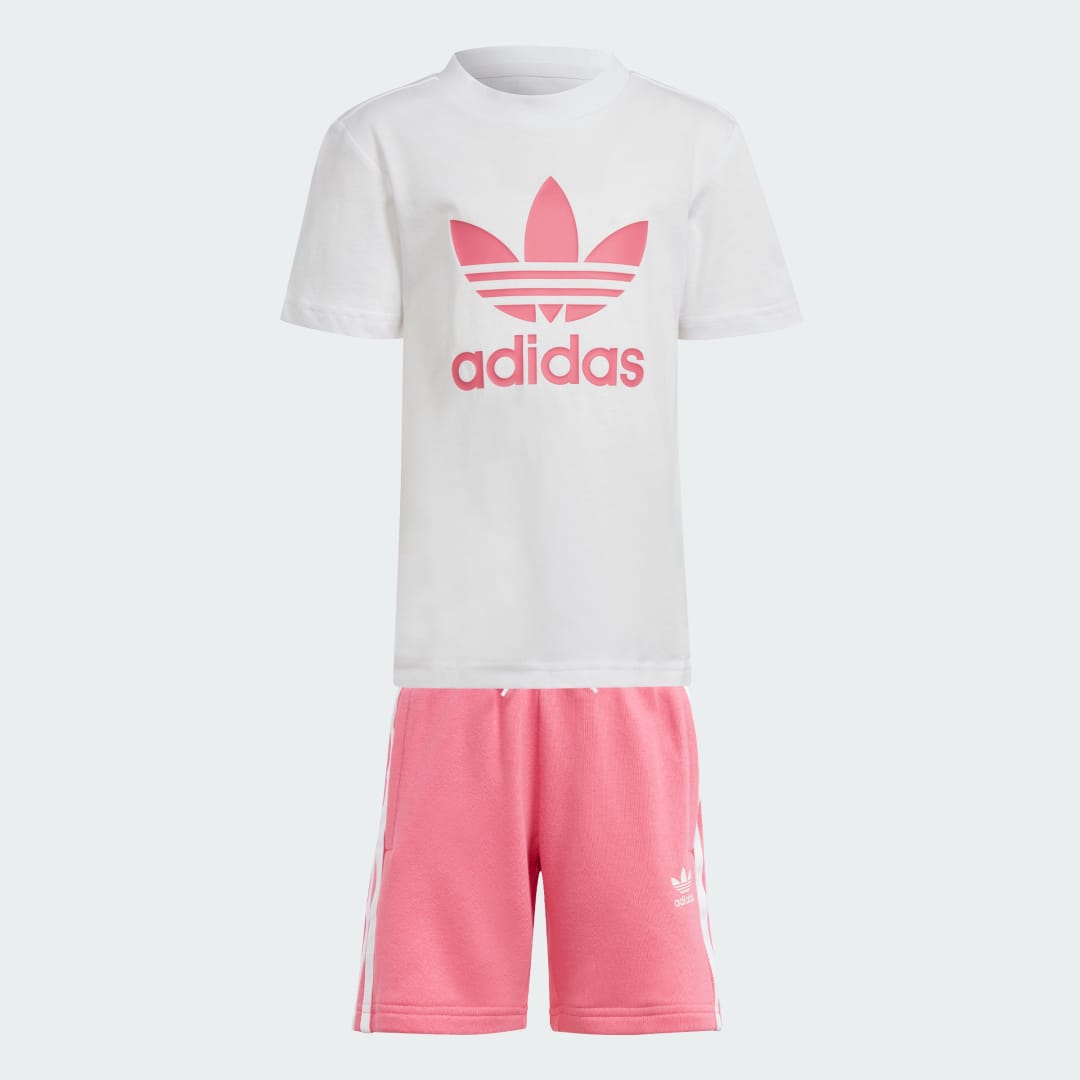 Adidas Originals ' Trefoil T-Shirt Shorts Set Children Pink Fusion- Pink Fusion