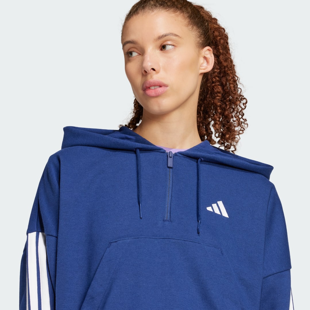 Adidas Essentials 3-Stripes French Terry Hoodie met Korte Rits