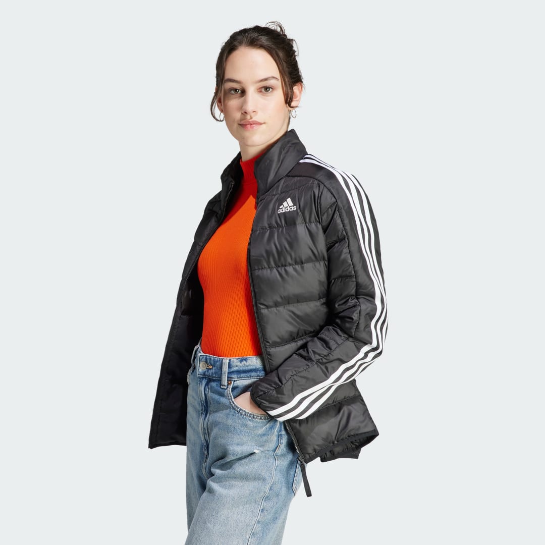 Image of adidas Essentials 3-Stripes Light Down Jacket Black 2XST - Women Lifestyle Jackets