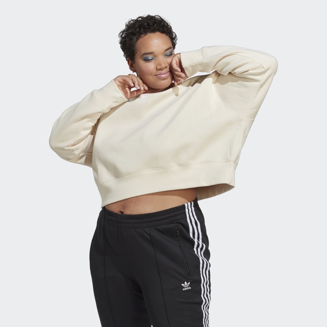 adidas Adicolor Essentials Crew Sweatshirt (Plus Size) Wonder White 1X Womens