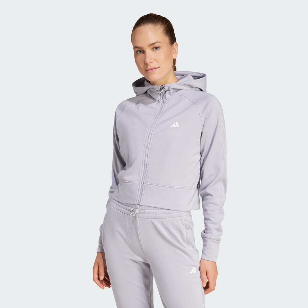 Adidas AEROREADY Game and Go Fleece Ritsjack met Capuchon