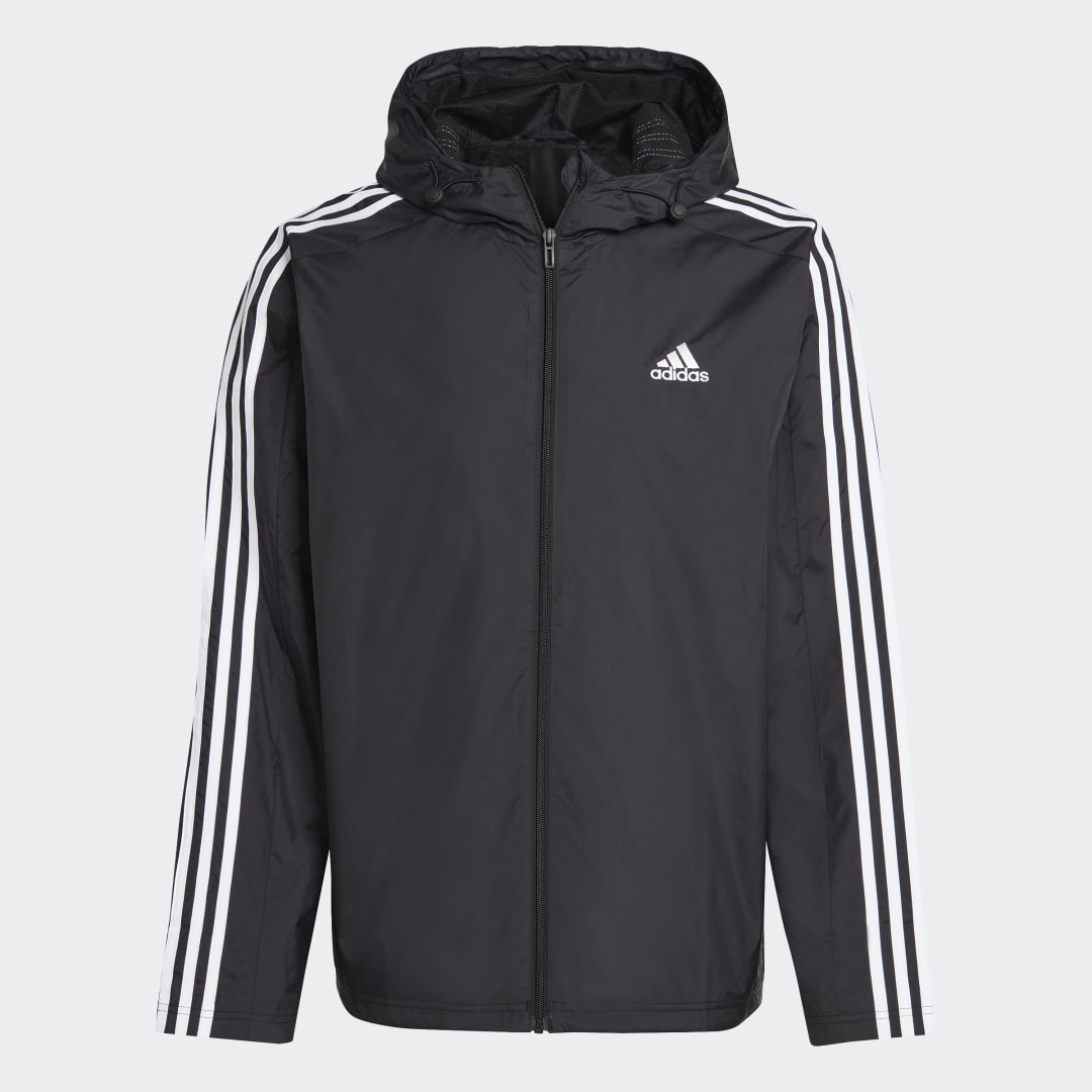 Adidas Zwarte Essentials 3-Stripes Geweven Jas Black Heren