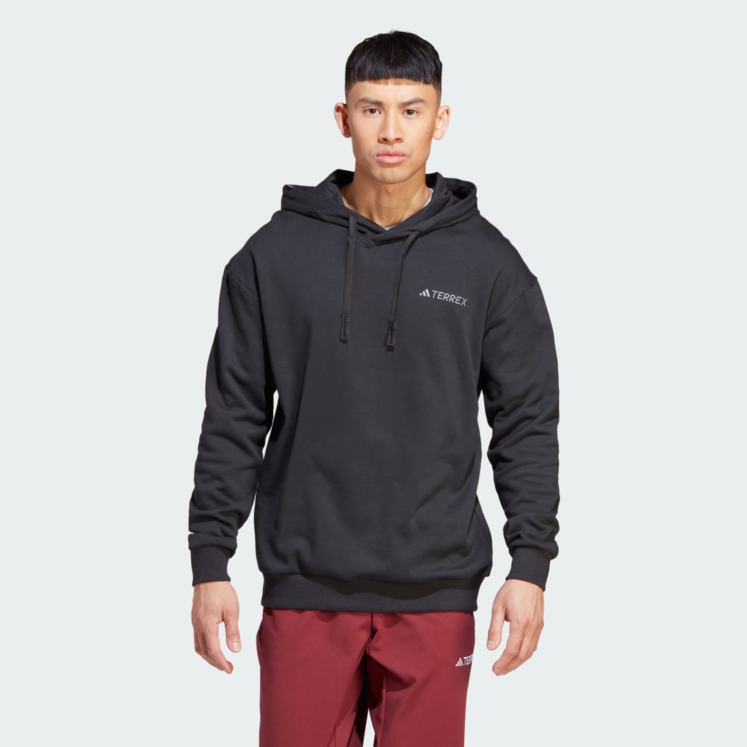 Image of adidas Terrex Logo Hoodie Black M - Men Hiking Sweatshirts & Hoodies