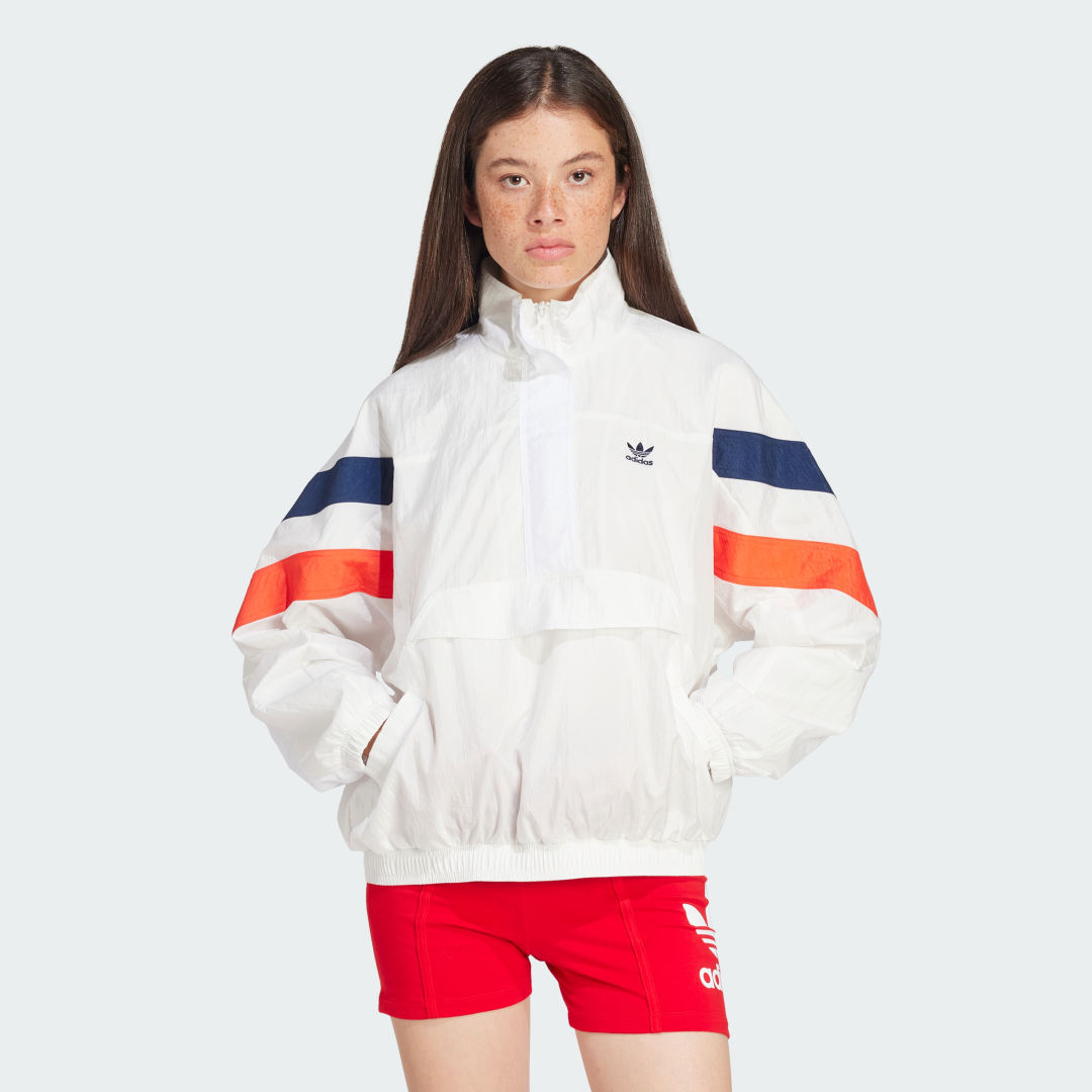 Image of adidas 1/2 Zip Windbreaker Cloud White XS - Women Lifestyle Jackets