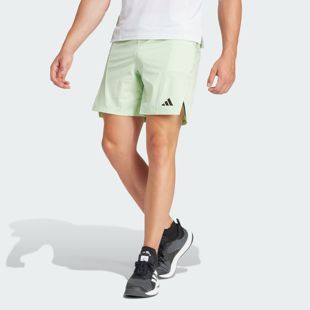 Image of "adidas Designed for Training Workout Shorts Semi Green Spark S/P 7"" - Men Training Shorts"