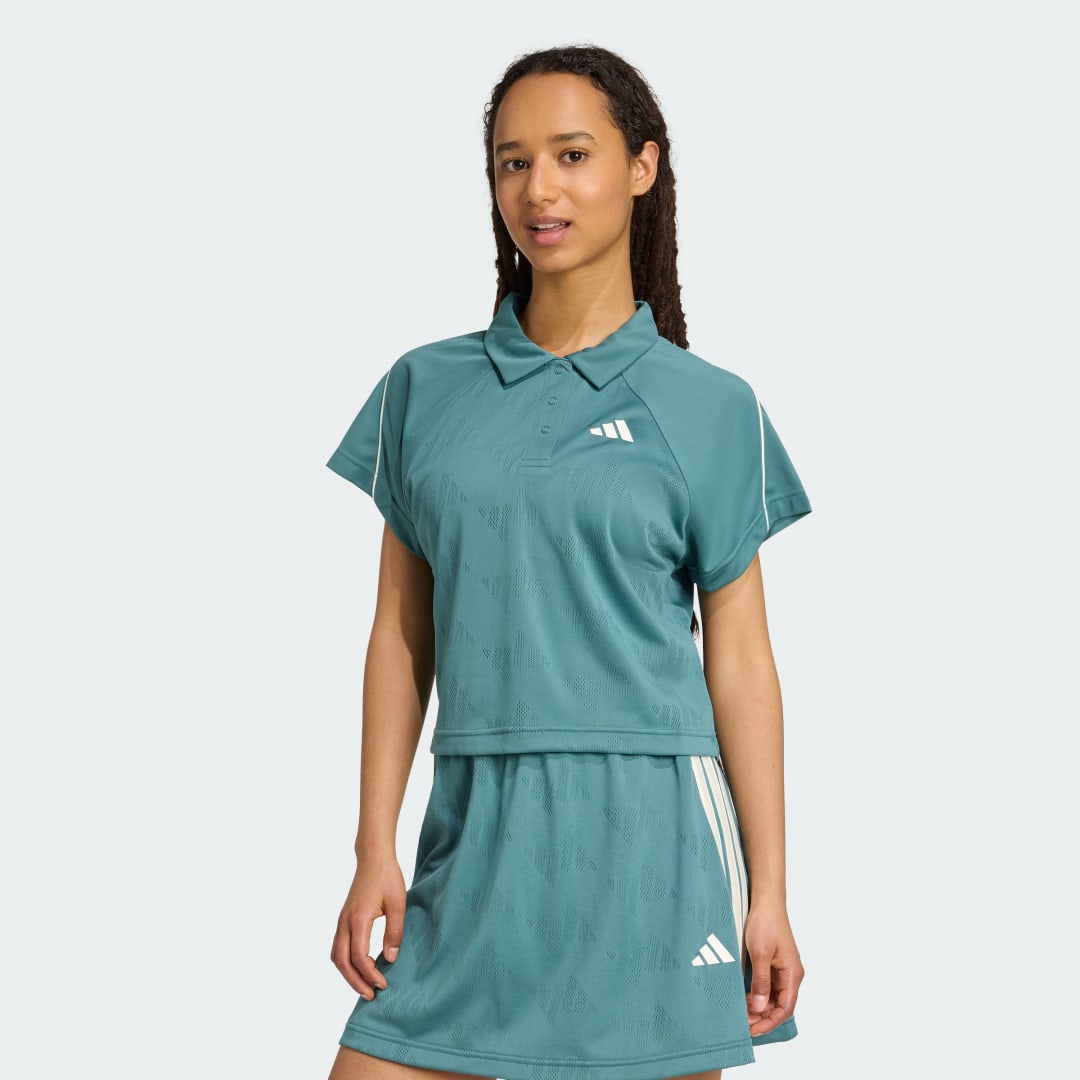 Polo adidas Stadium 3 Stripes Tennis Inspired Jacquard Polo Shirt T Shirt EU - vue 2