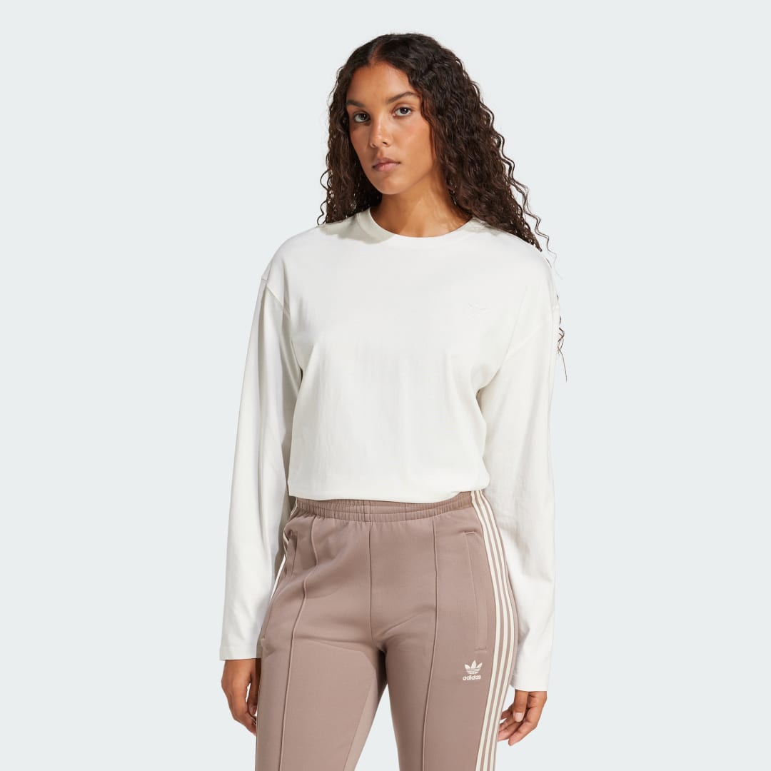 Adidas Originals Trefoil Longsleeve met Backprint Women Longsleeves wit Maat XS Kleding