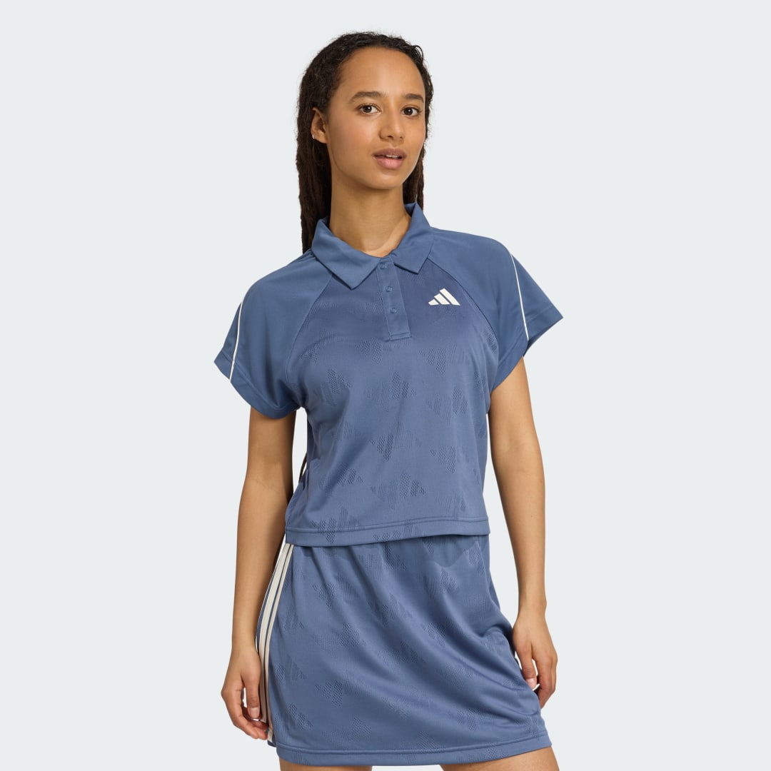 Adidas Stadium 3-Stripes Tennis Inspired Jacquard Polo T-shirt