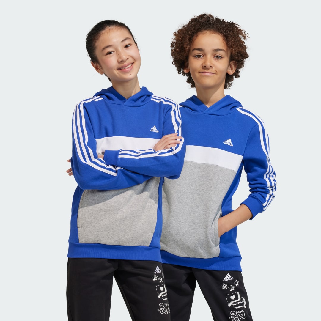 Image of Felpa con cappuccio Tiberio 3-Stripes Colorblock Fleece Junior cod002