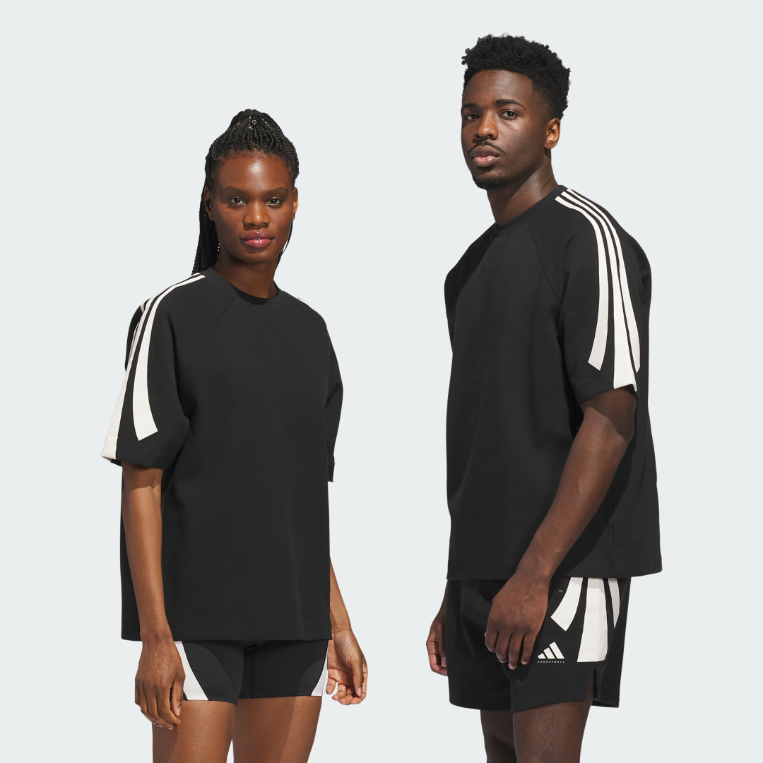 Image of Felpa a maniaca corta adidas da basket (unisex) cod002