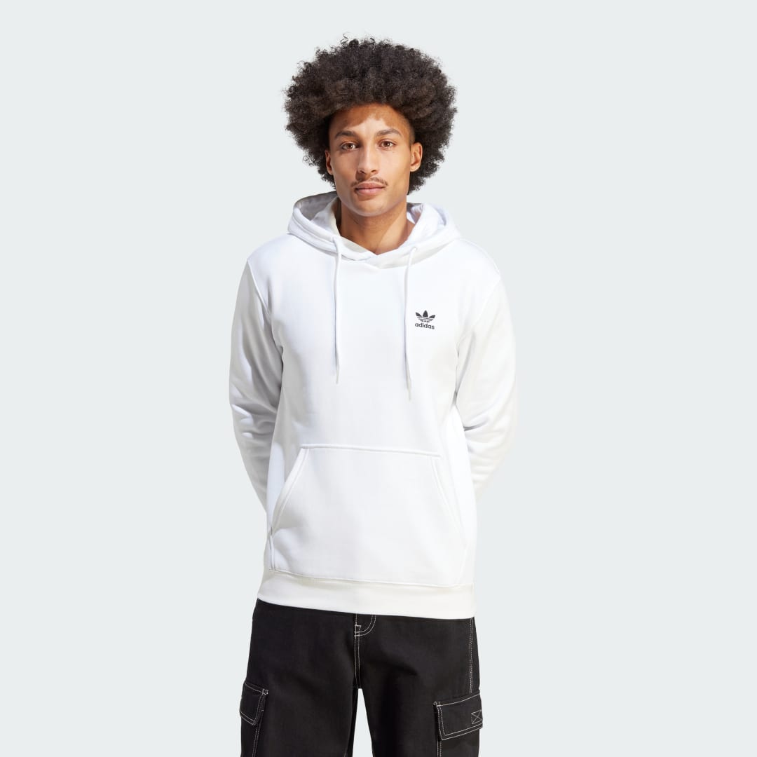 Image of adidas Trefoil Essentials Hoodie White S - Men Lifestyle Sweatshirts & Hoodies