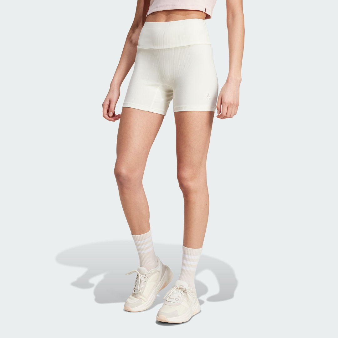 Adidas Lounge Ribbed High-Waist Fietsshort