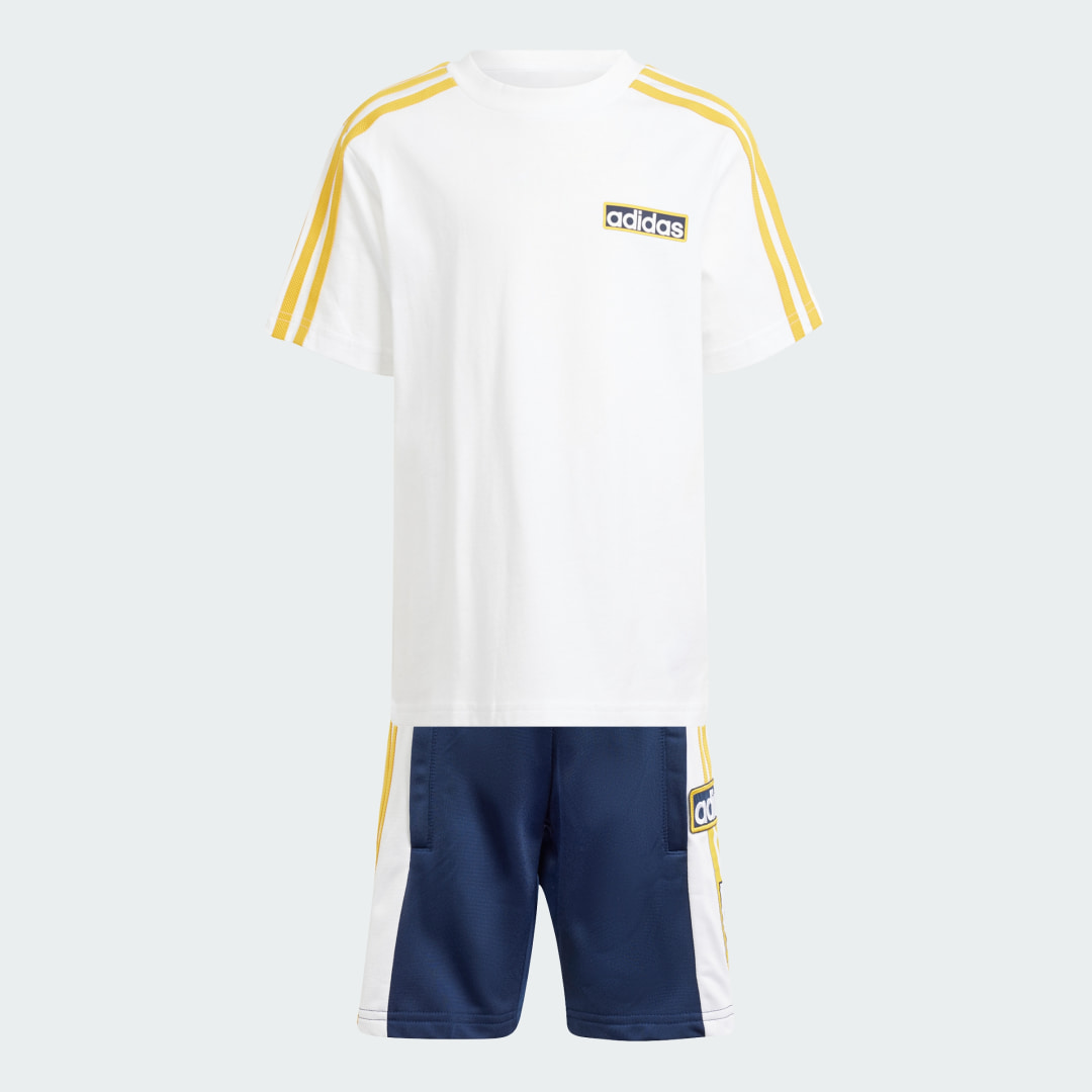 Adidas Originals Popper T-Shirt Shorts Set Children Night Indigo- Night Indigo