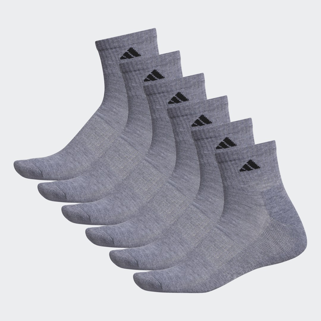 adidas Athletic Cushioned Quarter Socks 6 Pairs XL Medium Grey XL