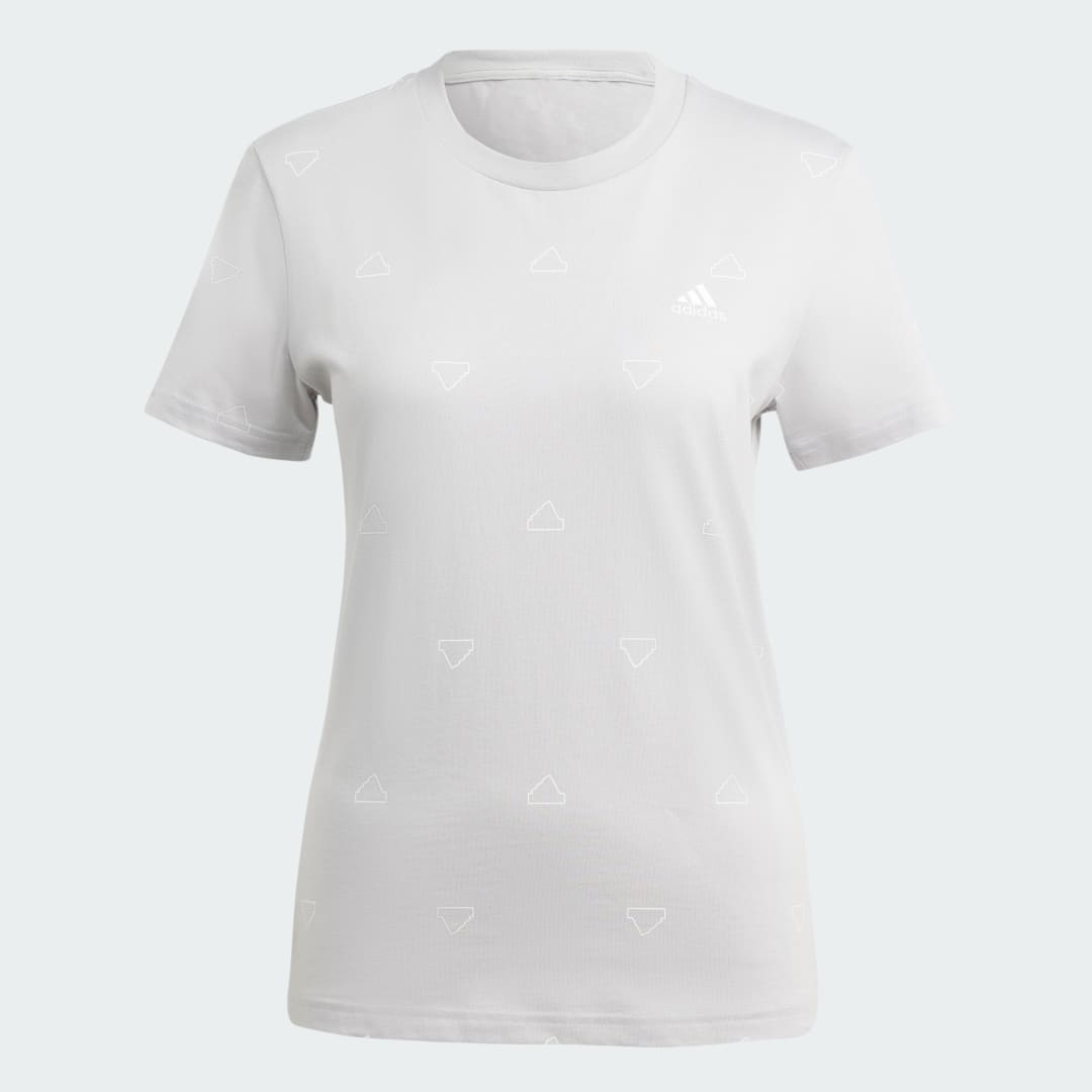 

adidas Camiseta Essentials Monogram Ajustada Estampada Mujer, Gris