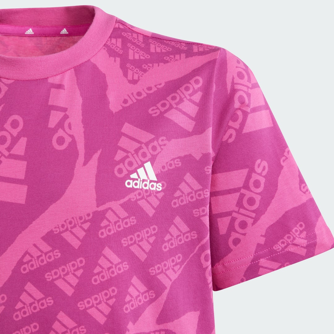 

adidas Playera Essentials Allover Print Niño, Semi lucid fuchsia