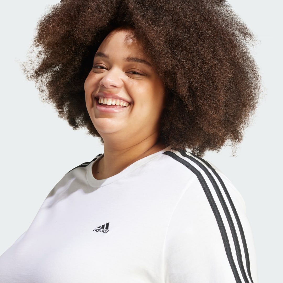 

adidas Camiseta Essentials 3 Rayas Ajustada Mujer, Blanco