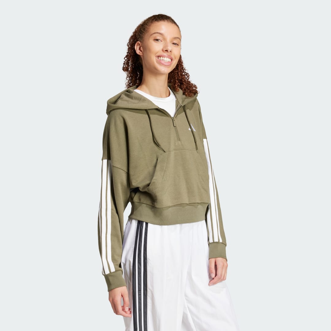 Adidas Essentials 3-Stripes French Terry Hoodie met Korte Rits