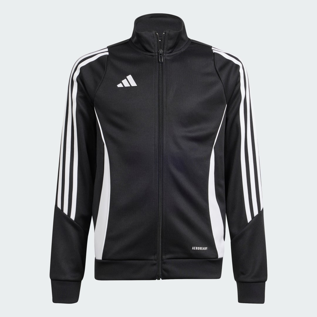 Adidas Perfor ce Junior voetbal trainingsjack TIRO 24 zwart wit Sportvest Polyester Opstaande kraag 128