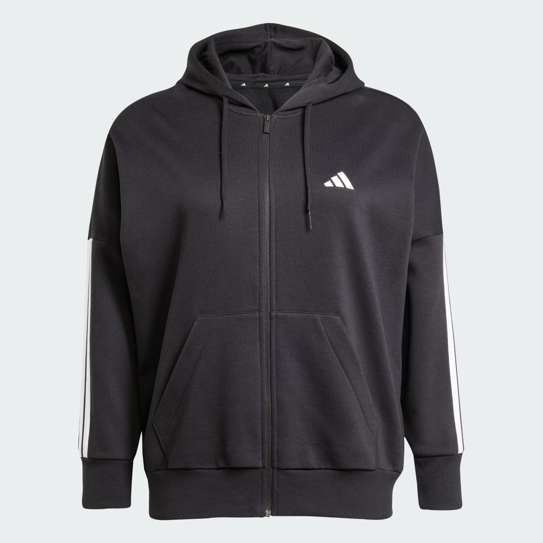 Adidas Essentials 3-Stripes Full-Zip Fleece Hoodie (Grote Maat)