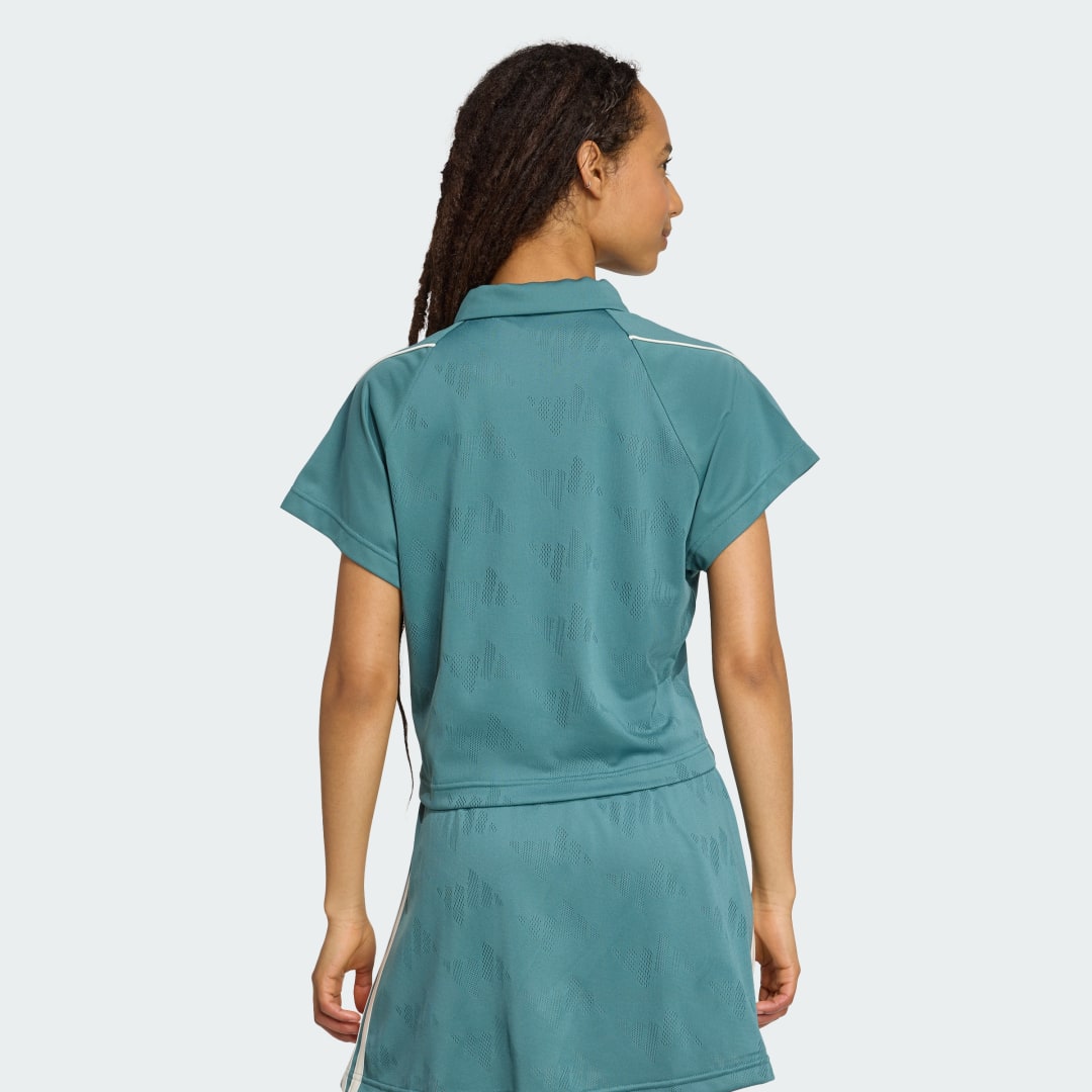 Thumbnail - Stadium 3-Streifen Tennis inspiriertes Jacquard Poloshirt