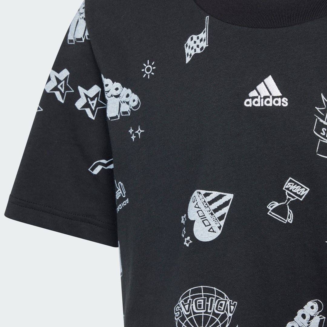Adidas Sportswear Brand Love Allover Print Crop T-shirt Kids