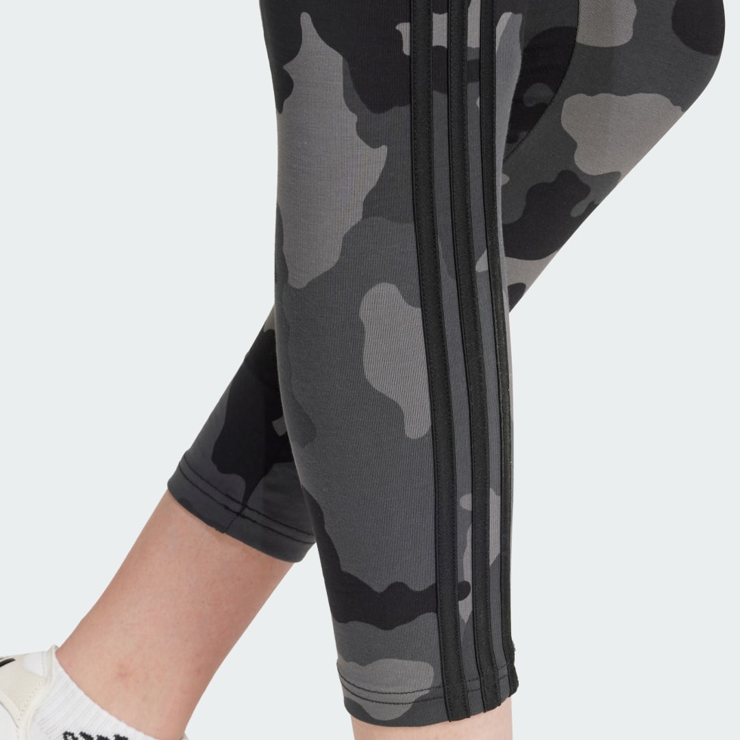 

adidas Licras Essentials 3 Rayas Camuflaje Largo 7/8 Mujer, Negro